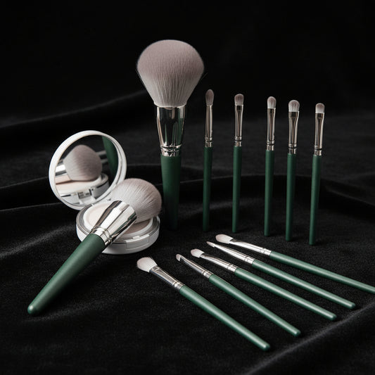 Green Cloud Makeup Brushes Cosmetics Tools Set Wooden Handle(14 pc)