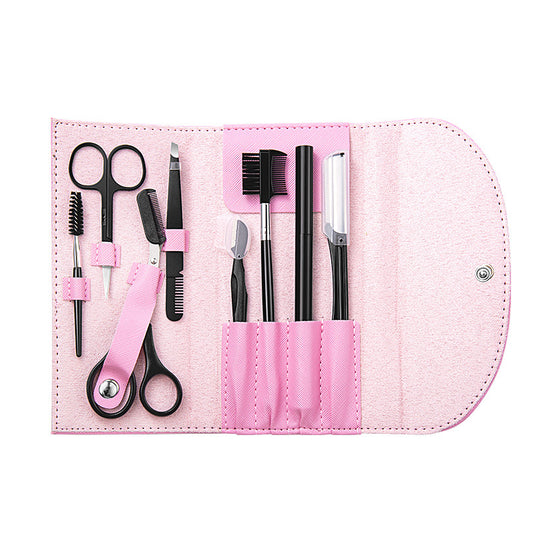 Eyebrow trimming 8 piece set beauty scissors eyebrow trimming suit beauty makeup multifunctional eyebrow clip eyebrow scissors full suit factory in stock wholesale