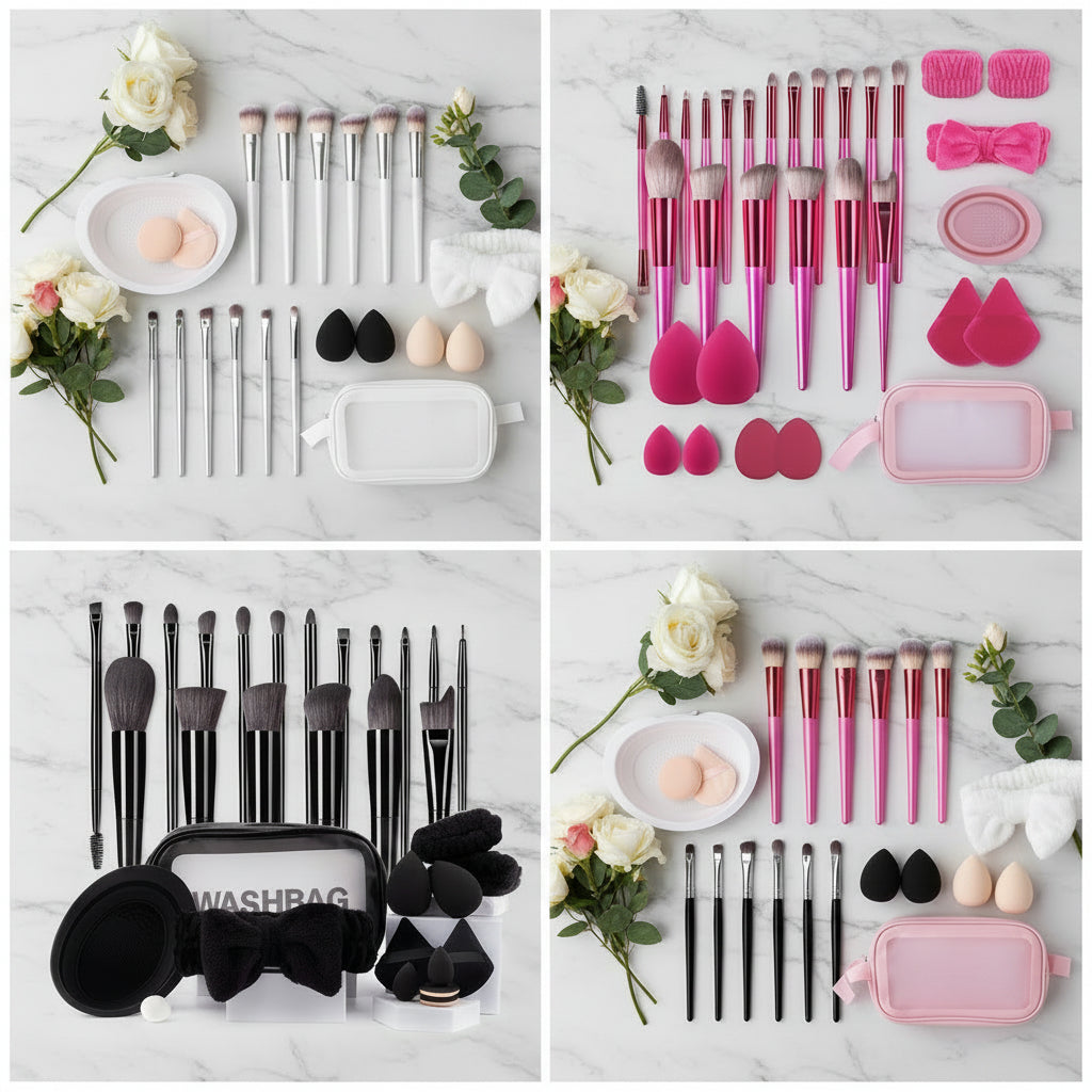 Cross-border makeup brush suit 31-piece set combination beauty egg powder puff portable storage bag foundation brush beauty wholesale
