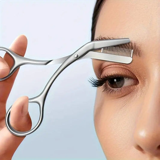 Stainless Steel Eyebrow Scissors With Comb Precision Shaping