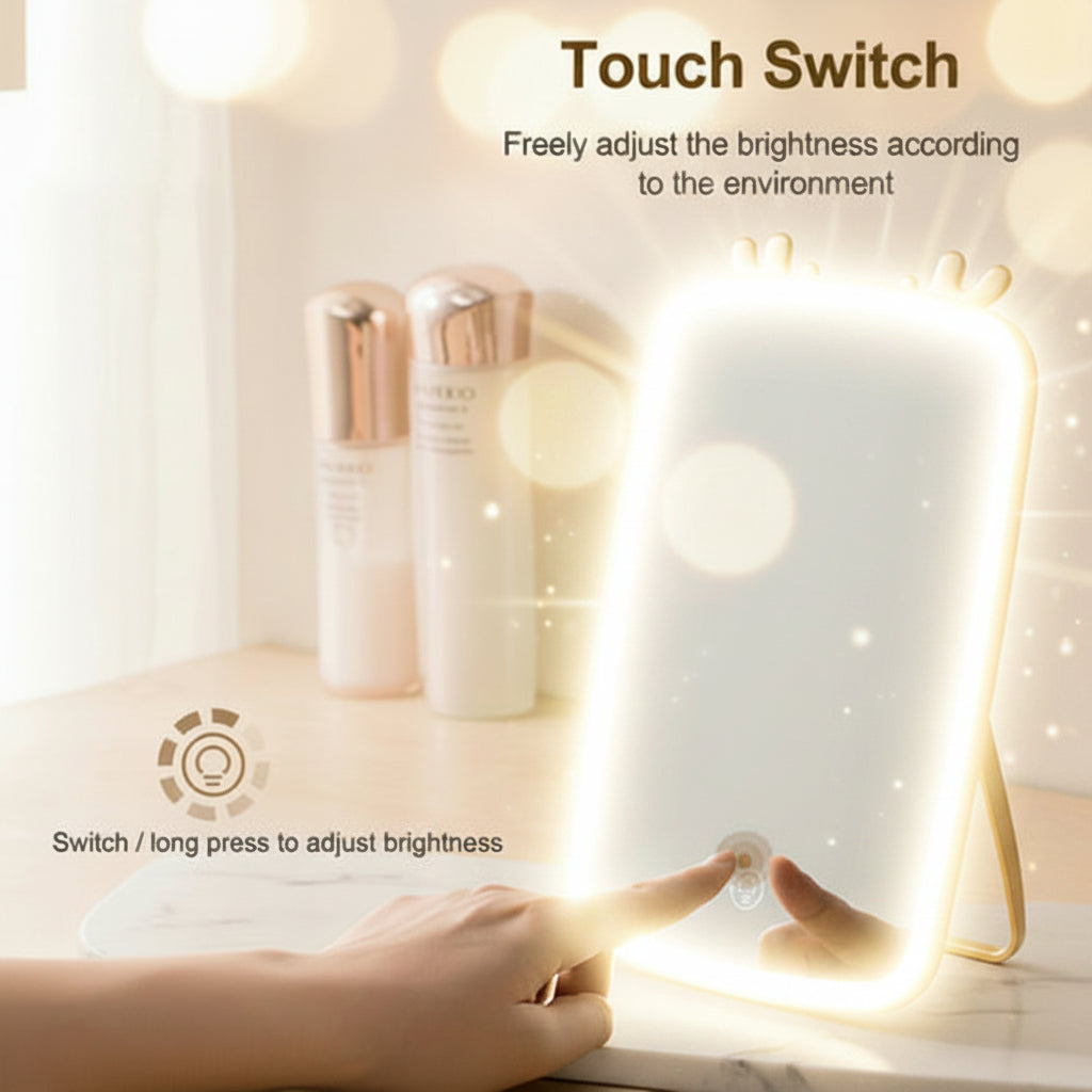 LED Makeup Mirror Touch Screen Vanity Mirrors USB Charging Cosmetic