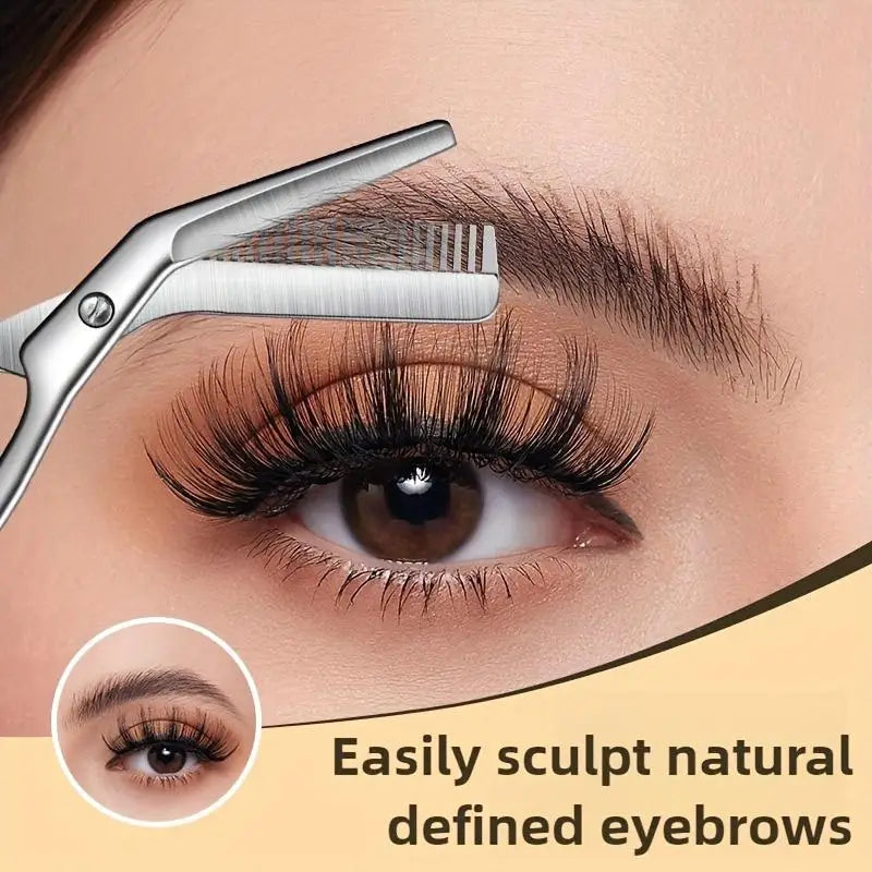 Stainless Steel Eyebrow Scissors With Comb Precision Shaping