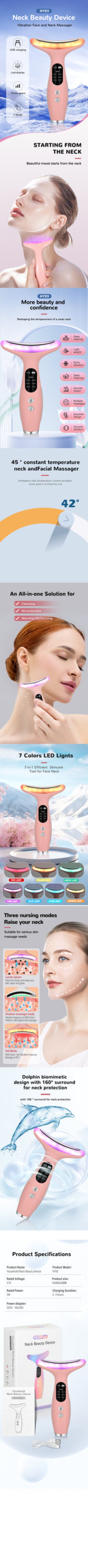 Neck And Facial Massager Tool (7 Color changing settings)
