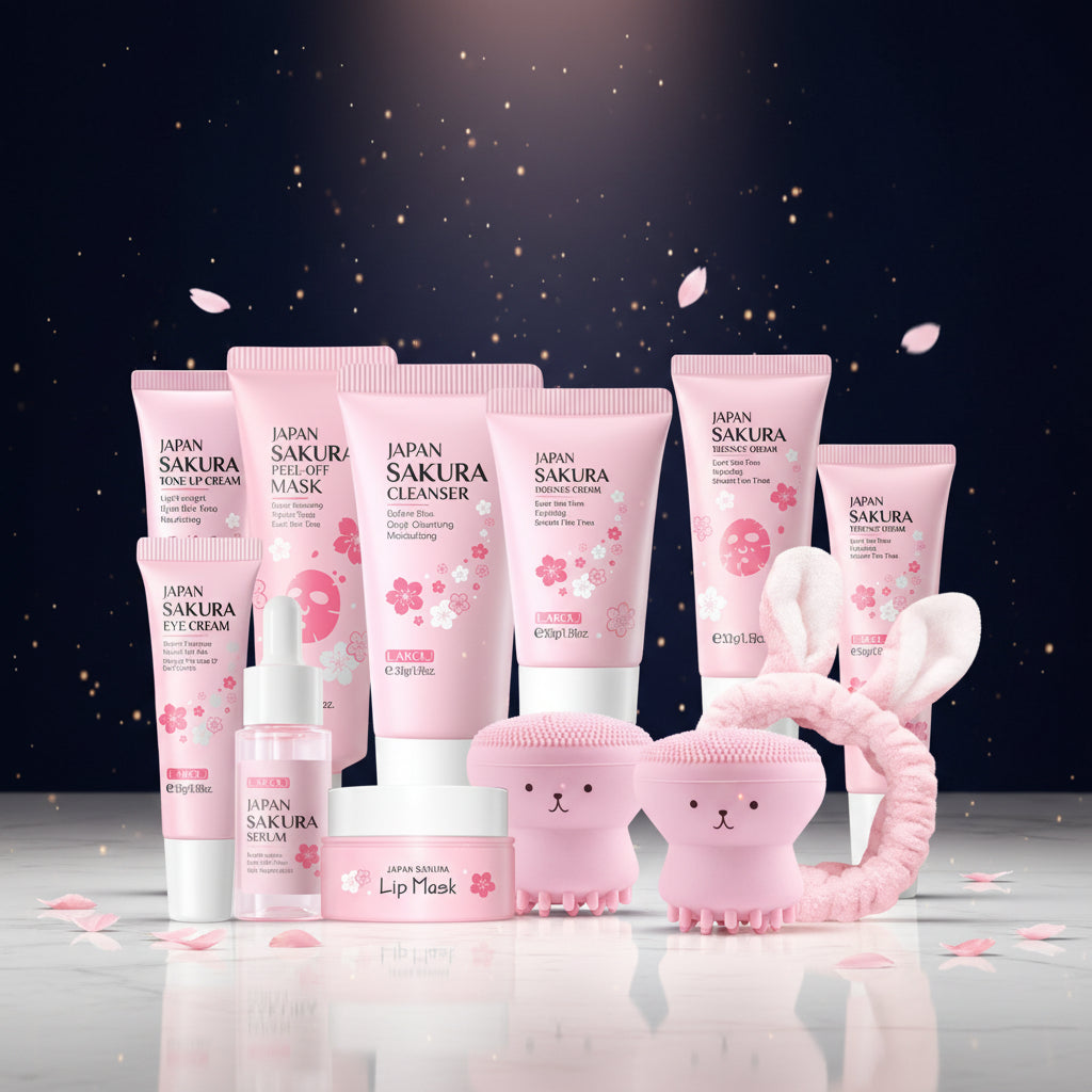 (SENSITIVE SKIN) (ACNE) (HYDRATION) Sakura Skin Care SetJapanese Cherry Blossom 32 pc