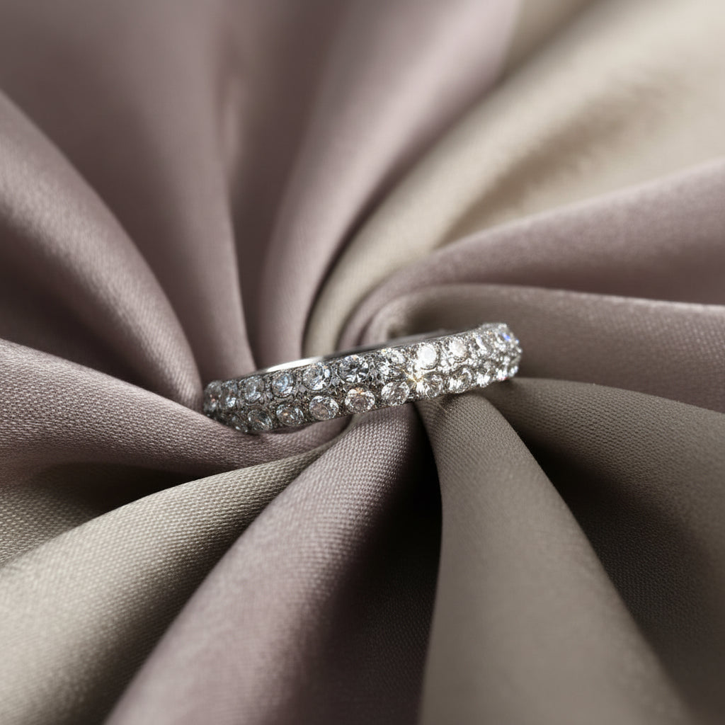High polished (no plating) Stainless Steel Ring with AAA