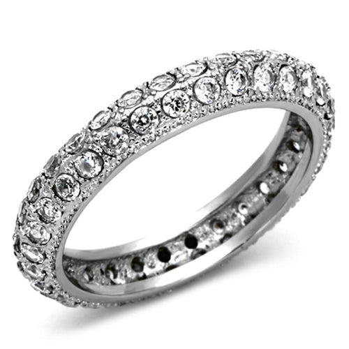 High polished (no plating) Stainless Steel Ring with AAA