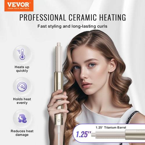 Curling Iron, Ceramic 1.25-Inch Curling Wand (8 in 1)